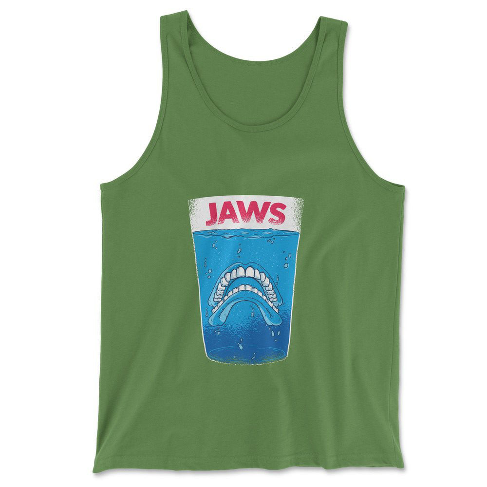 Jaws Teeth Men/Unisex Tank in Leaf color