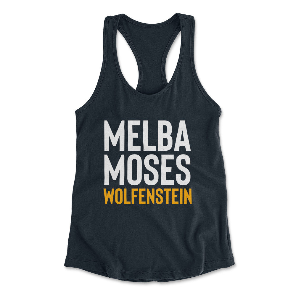 Melba Moses Wolfenstein Womens Racerback Tank in Midnight Navy color