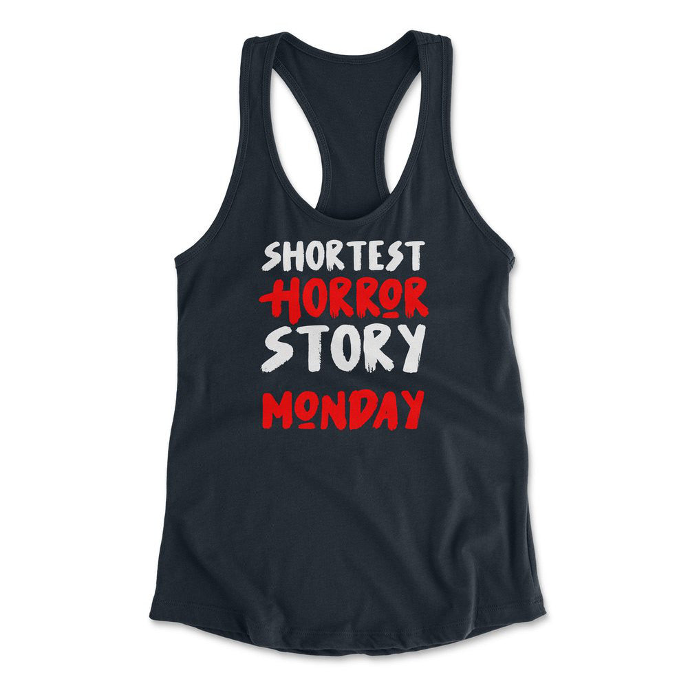 Shortest Horror Story - Monday Womens Racerback Tank in Midnight Navy color