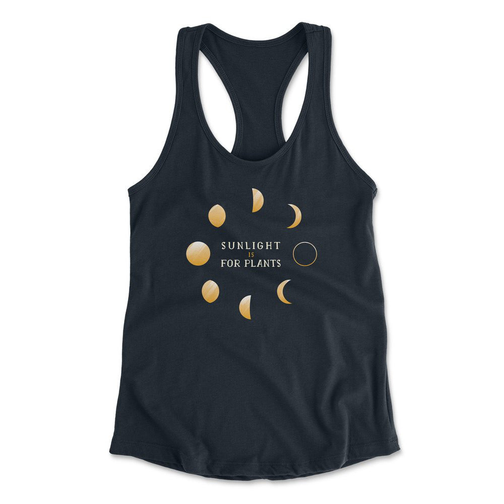 Night Moon Phases Womens Racerback Tank in Midnight Navy color