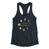 Night Moon Phases Womens Racerback Tank in Midnight Navy color