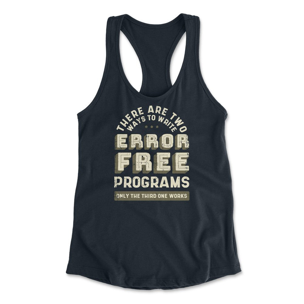 How Many Ways To Write Error Free Programs Womens Racerback Tank in Midnight Navy color
