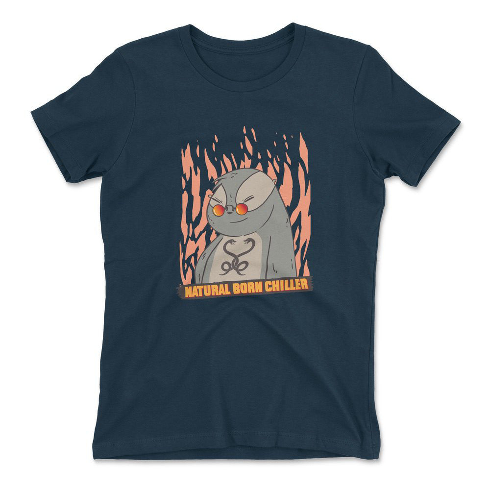 Natural Born Chiller Womens T-Shirt in Midnight Navy color