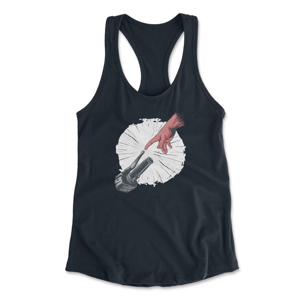 Creation Of Adam - Motorcycle Womens Racerback Tank in Midnight Navy color