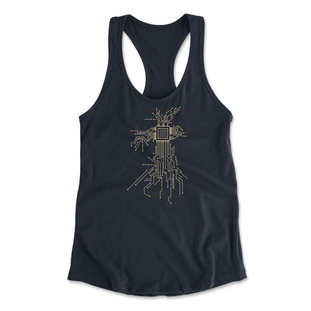 Processor Design Womens Racerback Tank in Midnight Navy color