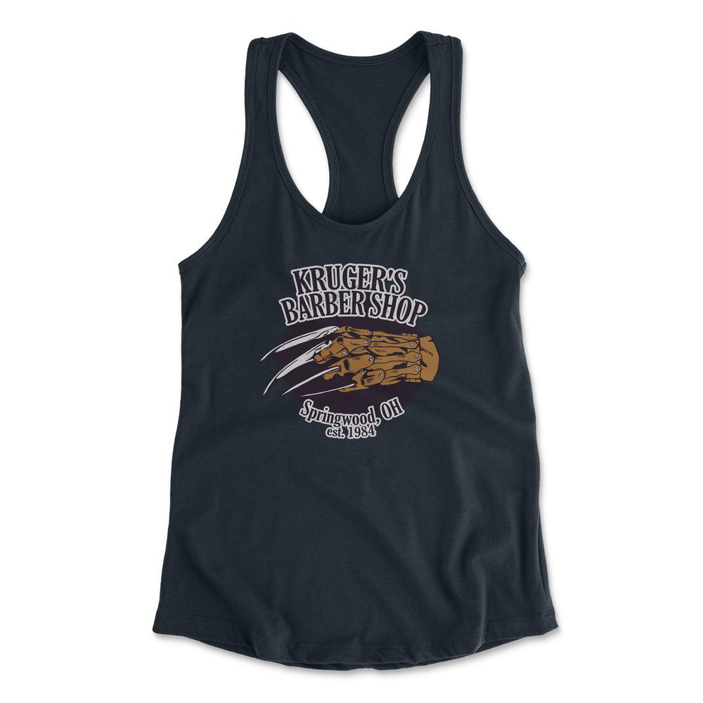 Krugers Barbershop Womens Racerback Tank in Midnight Navy color