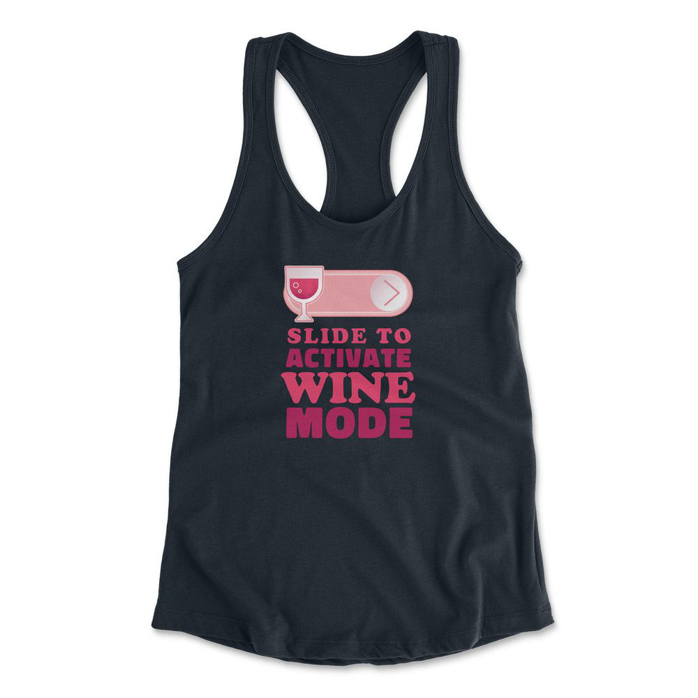 Swipe Right For Wine Mode Womens Racerback Tank in Midnight Navy color