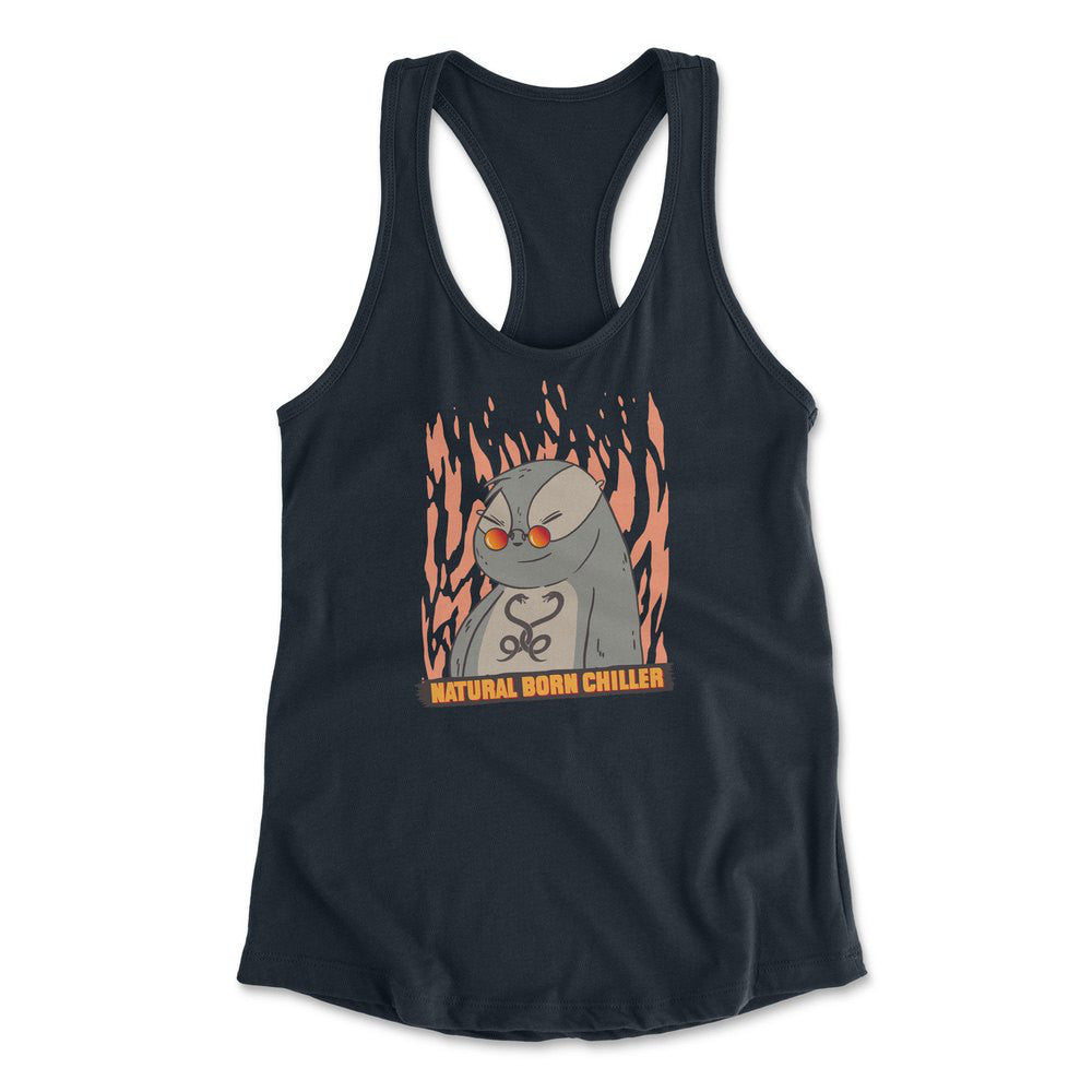 Natural Born Chiller Womens Racerback Tank in Midnight Navy color