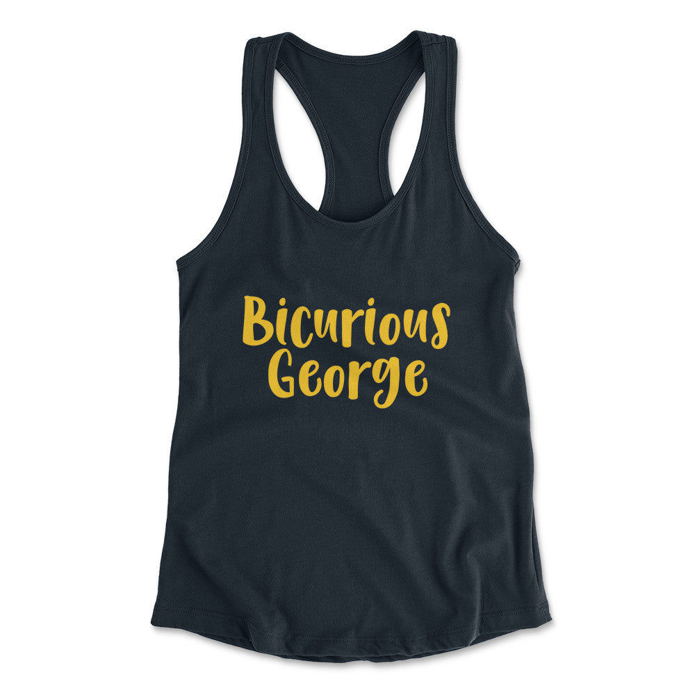 Bicurious George Womens Racerback Tank in Midnight Navy color