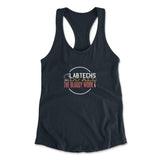 Lab Techs Do All The Bloody Work Womens Racerback Tank in Midnight Navy color