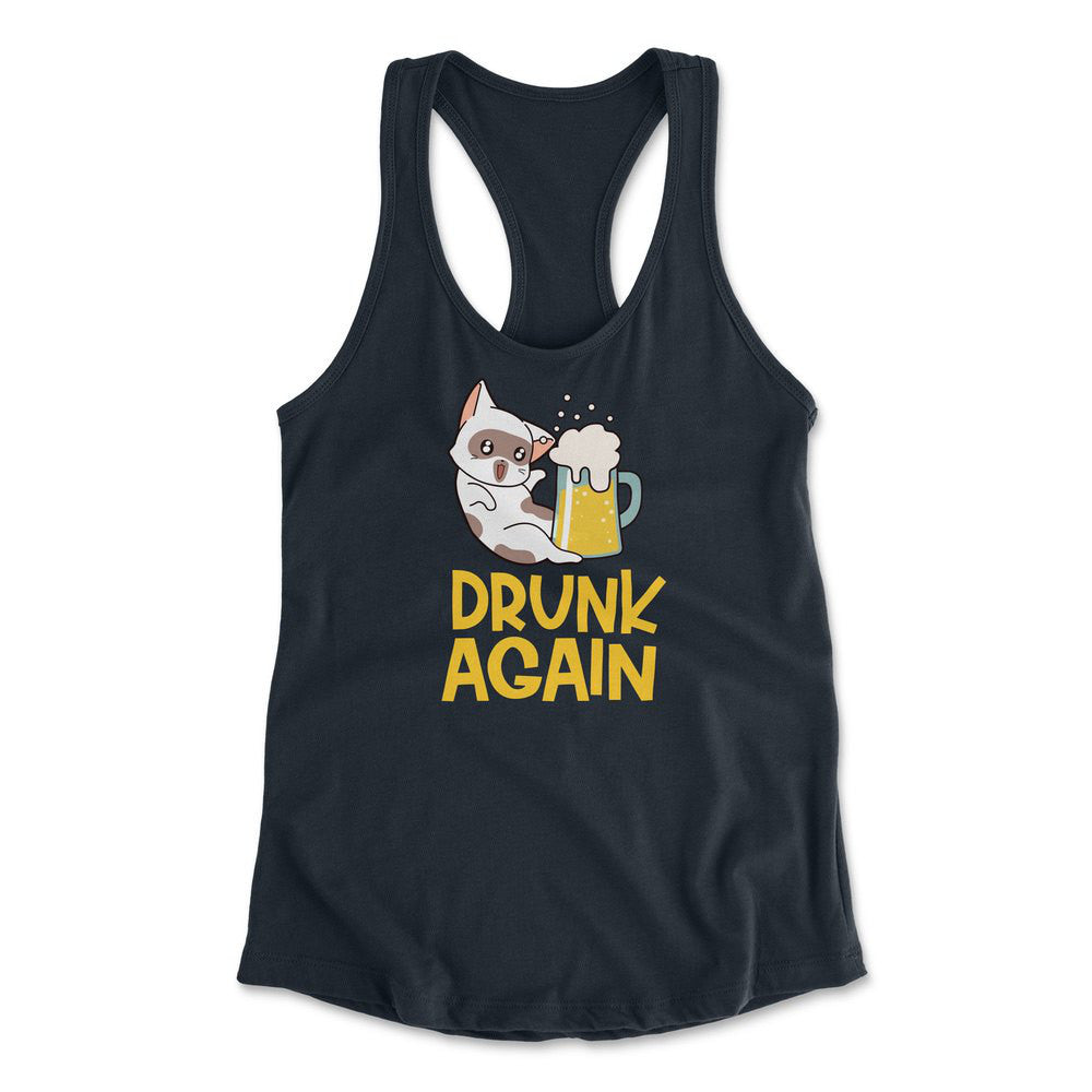 Drunk Again Womens Racerback Tank in Midnight Navy color
