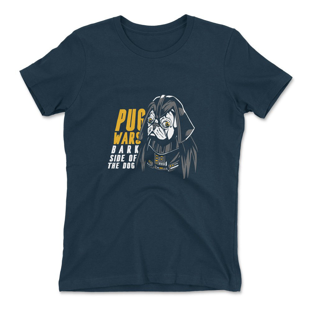 Darth Pug Womens T-Shirt in Midnight Navy color