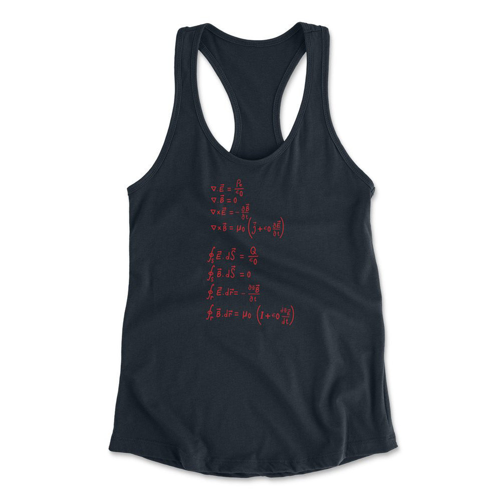 Physics Formula Womens Racerback Tank in Midnight Navy color