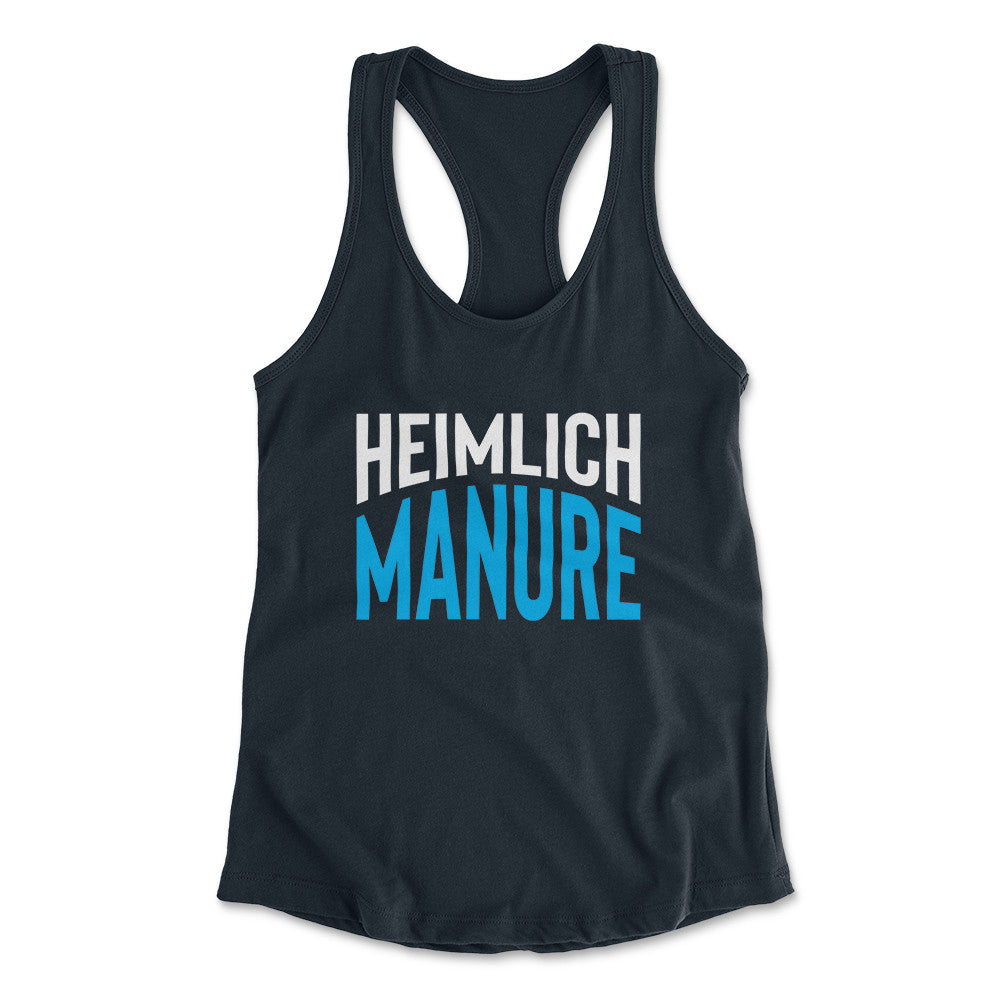 Heimlich Manure Womens Racerback Tank in Midnight Navy color
