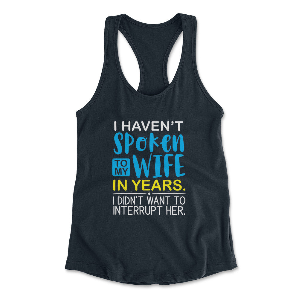 My Wife Knows Everything Womens Racerback Tank in Midnight Navy color