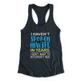 My Wife Knows Everything Womens Racerback Tank in Midnight Navy color