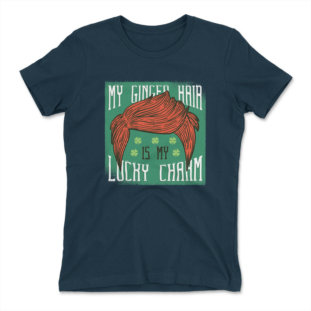 My Ginger Hair Is My Lucky Charm Womens T-Shirt in Midnight Navy color