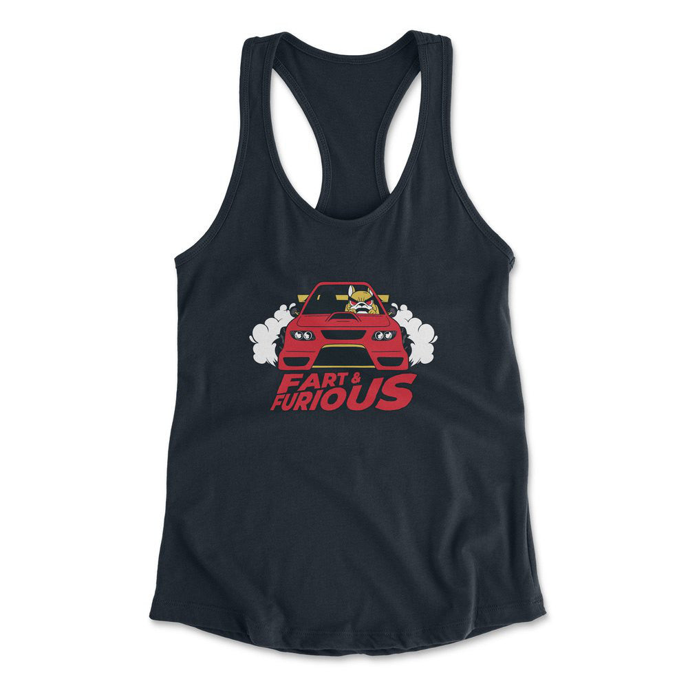 Fart And Furious Womens Racerback Tank in Midnight Navy color