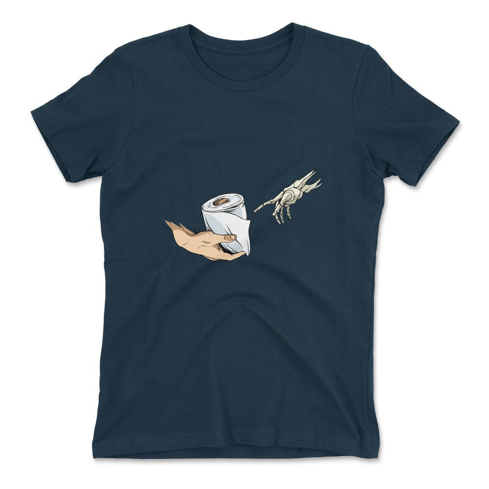 Creation Of Adam - Toilet Paper Womens T-Shirt in Midnight Navy color
