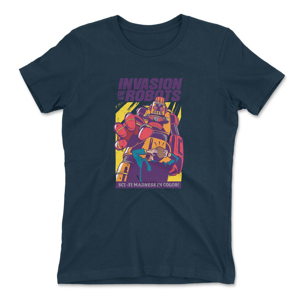 Invasion Of The Robots Womens T-Shirt in Midnight Navy color