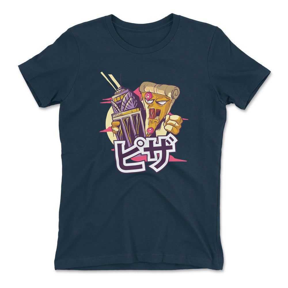 Pizza Kong Womens T-Shirt in Midnight Navy color