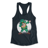 Leprechaun Dabbing Womens Racerback Tank in Midnight Navy color