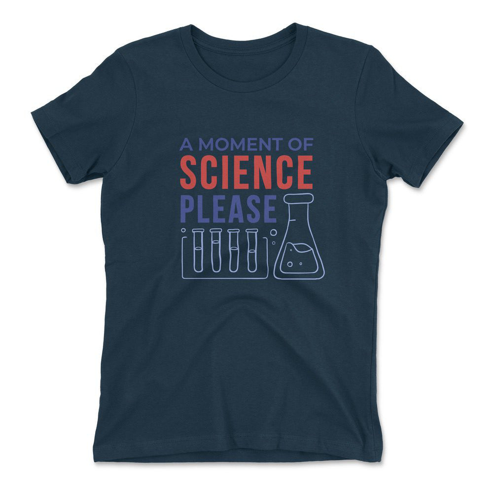 A Moment Of Science Please Womens T-Shirt in Midnight Navy color
