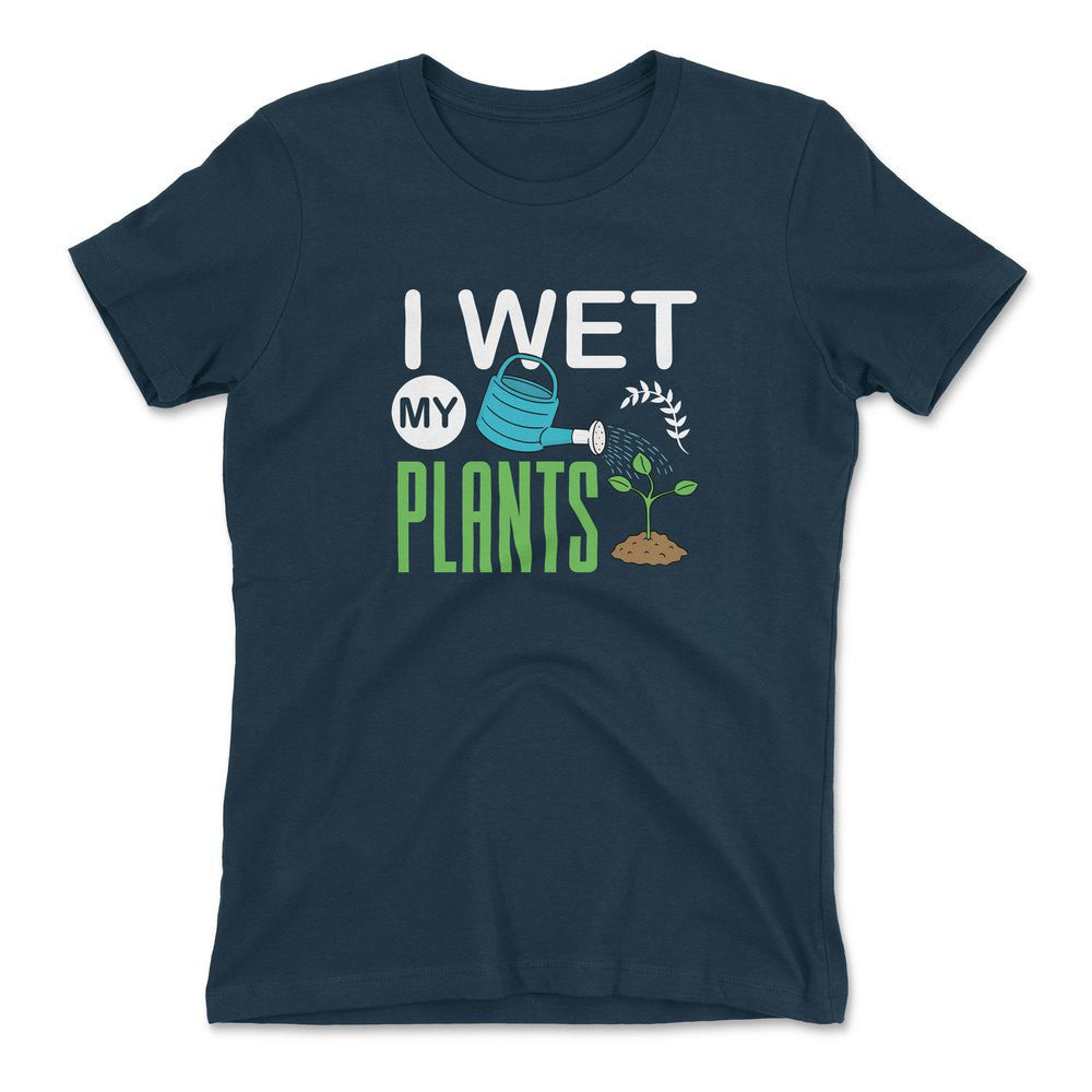 I Wet My Plants Womens T-Shirt in Midnight Navy color