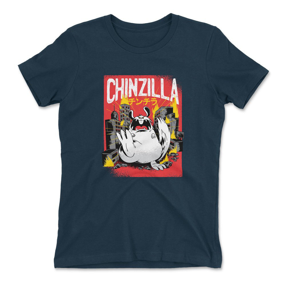 Chinzilla Monster Womens T-Shirt in Midnight Navy color