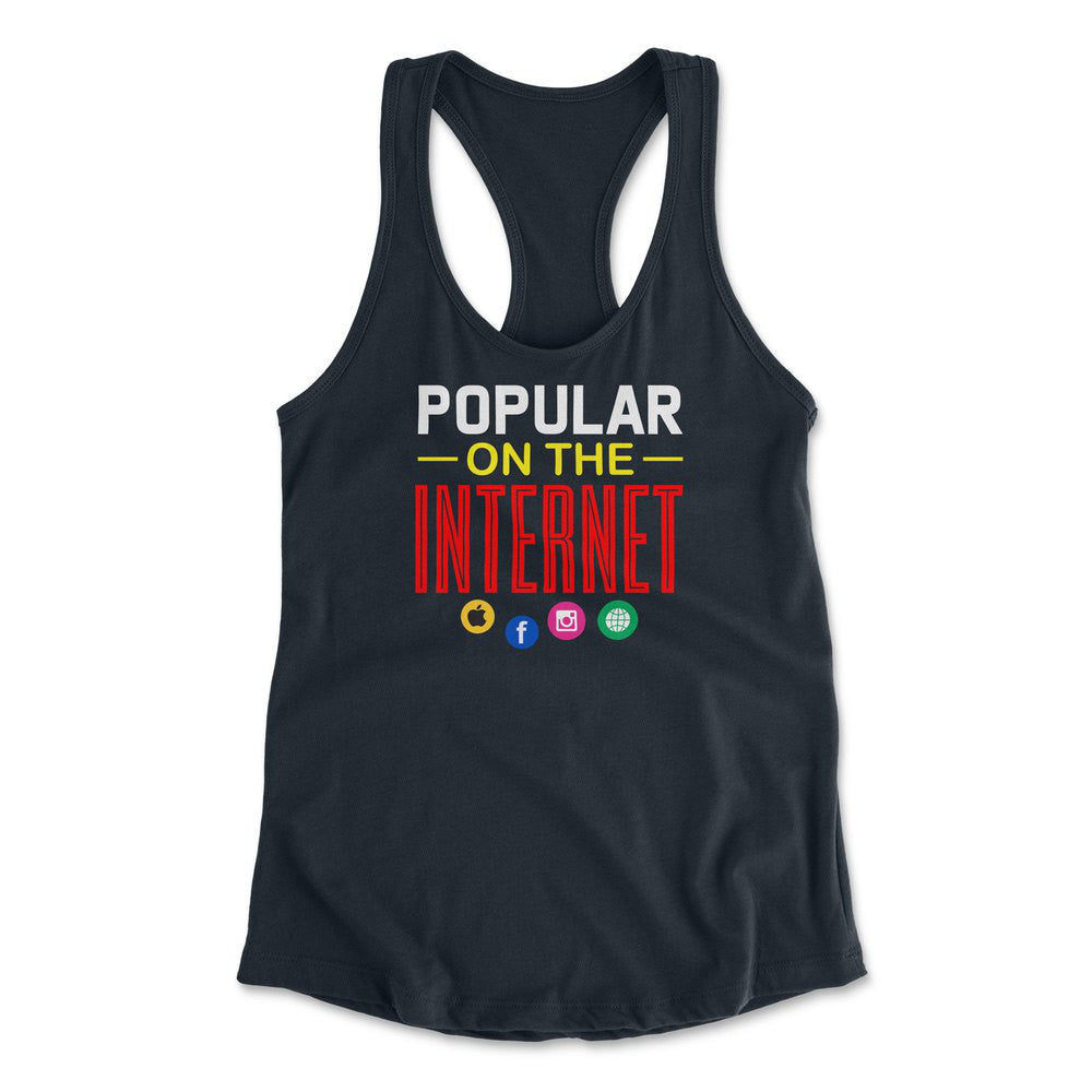 Popular On The Internet Womens Racerback Tank in Midnight Navy color