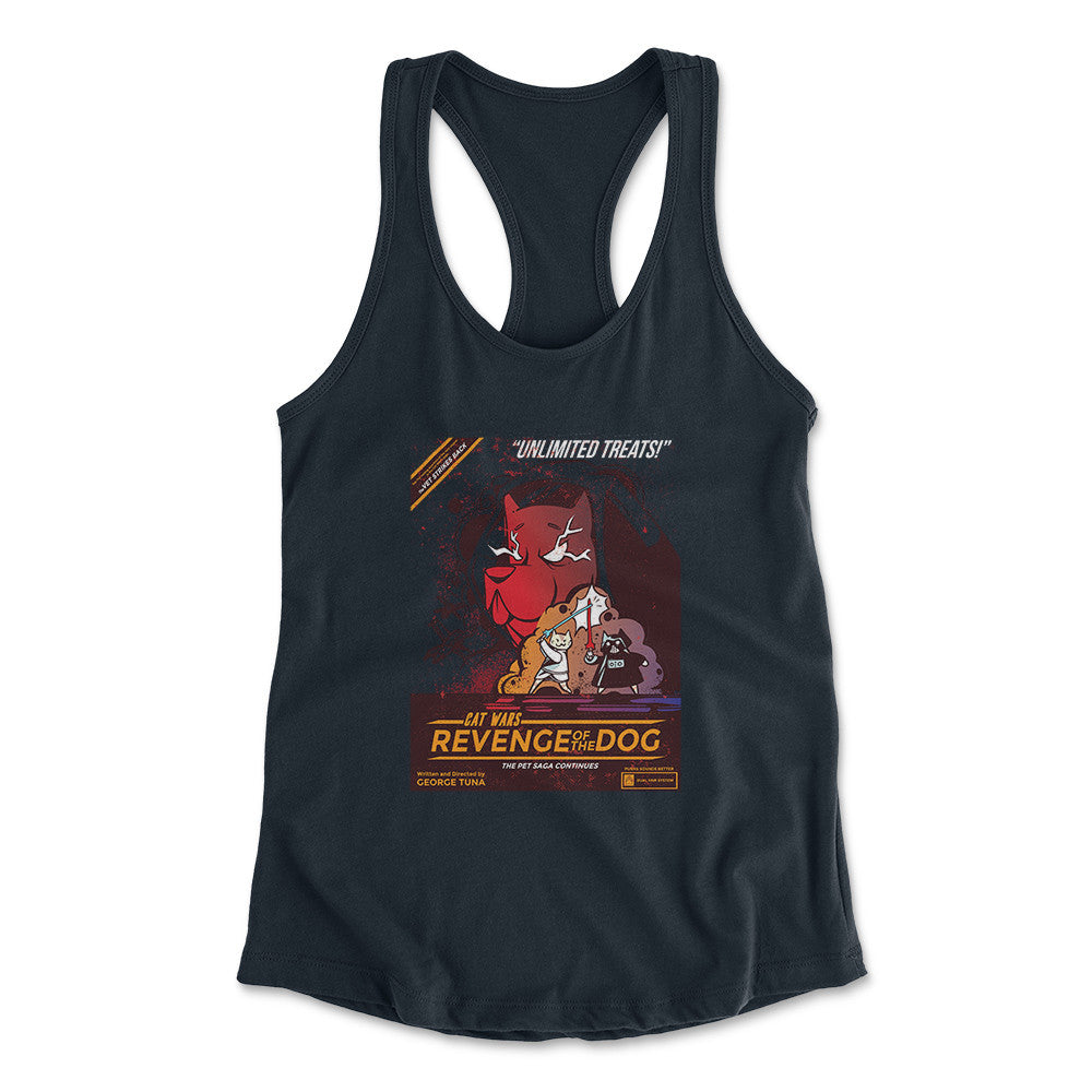Cat Wars - Revenge Of The Dog Womens Racerback Tank in Midnight Navy color