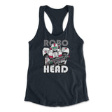Robo Head Womens Racerback Tank in Midnight Navy color