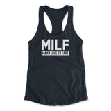 MILF - Man I Love To Fart Womens Racerback Tank in Midnight Navy color