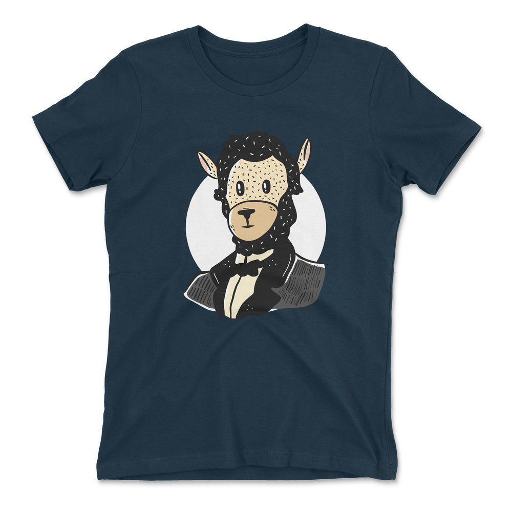Lincoln Llama Womens T-Shirt in Midnight Navy color