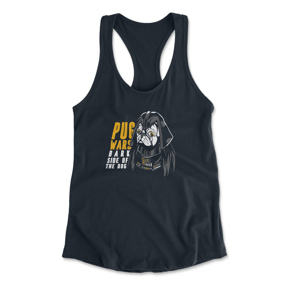 Darth Pug Womens Racerback Tank in Midnight Navy color
