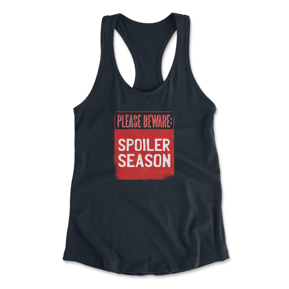 Spoiler Alert Womens Racerback Tank in Midnight Navy color