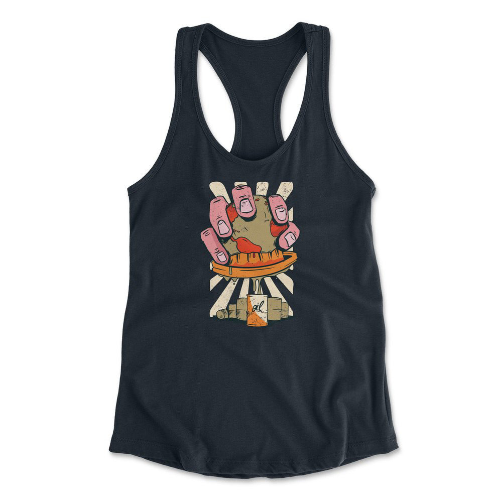 Planet Oil Squeezer Womens Racerback Tank in Midnight Navy color