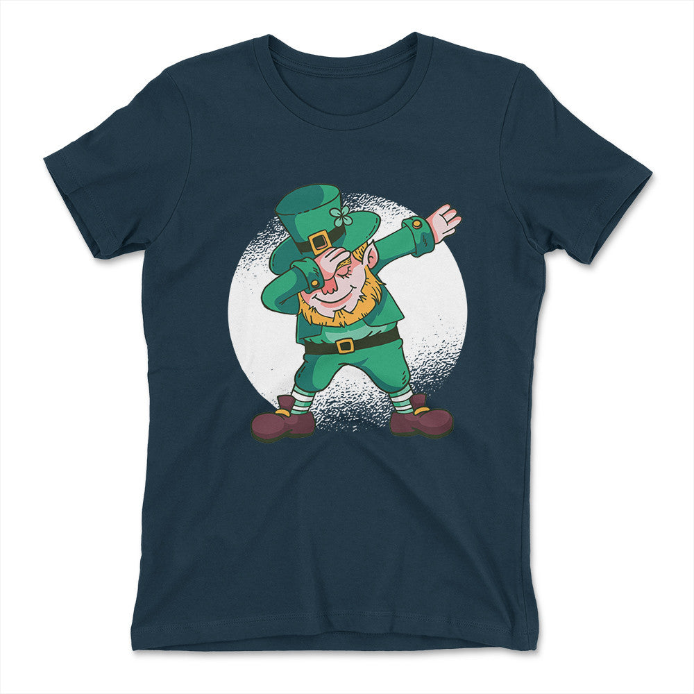 Leprechaun Dabbing Womens T-Shirt in Midnight Navy color