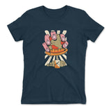 Planet Oil Squeezer Womens T-Shirt in Midnight Navy color