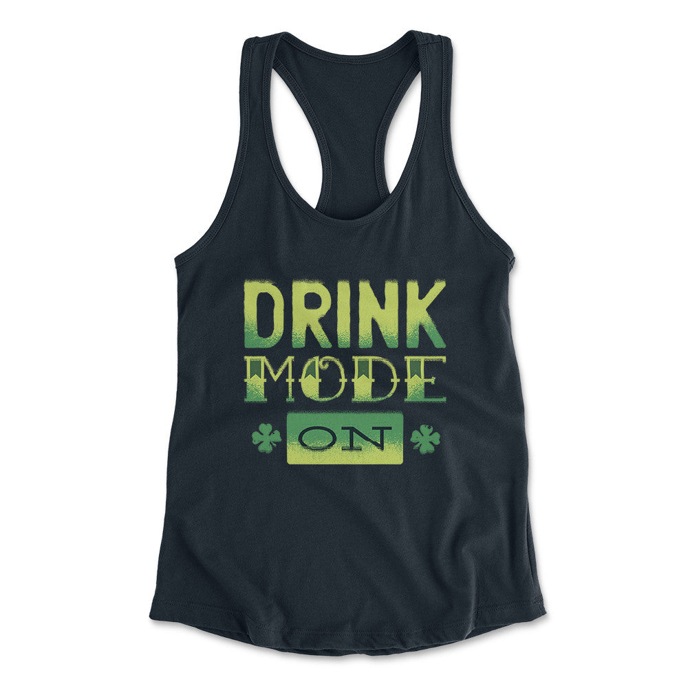 Drink Mode On Womens Racerback Tank in Midnight Navy color