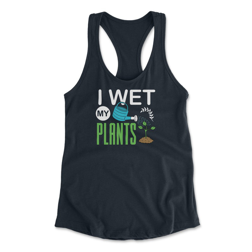I Wet My Plants Womens Racerback Tank in Midnight Navy color