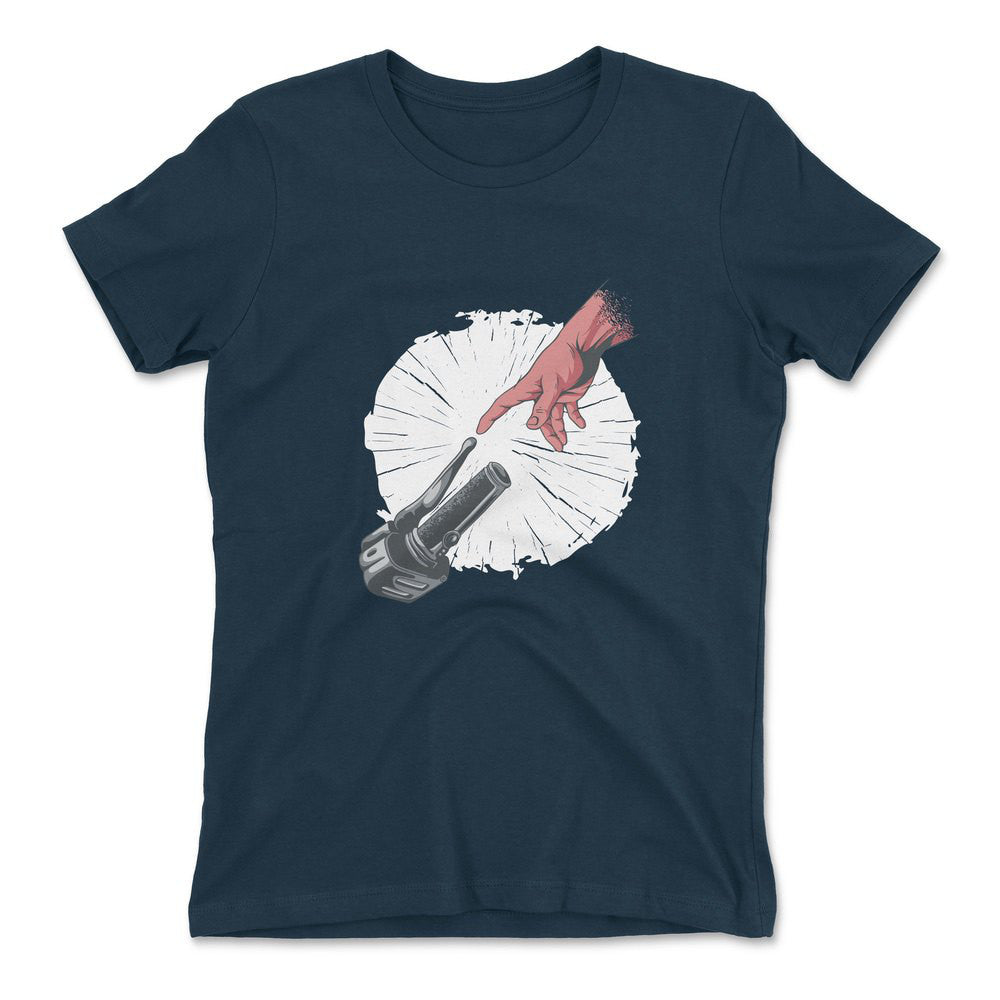 Creation Of Adam - Motorcycle Womens T-Shirt in Midnight Navy color