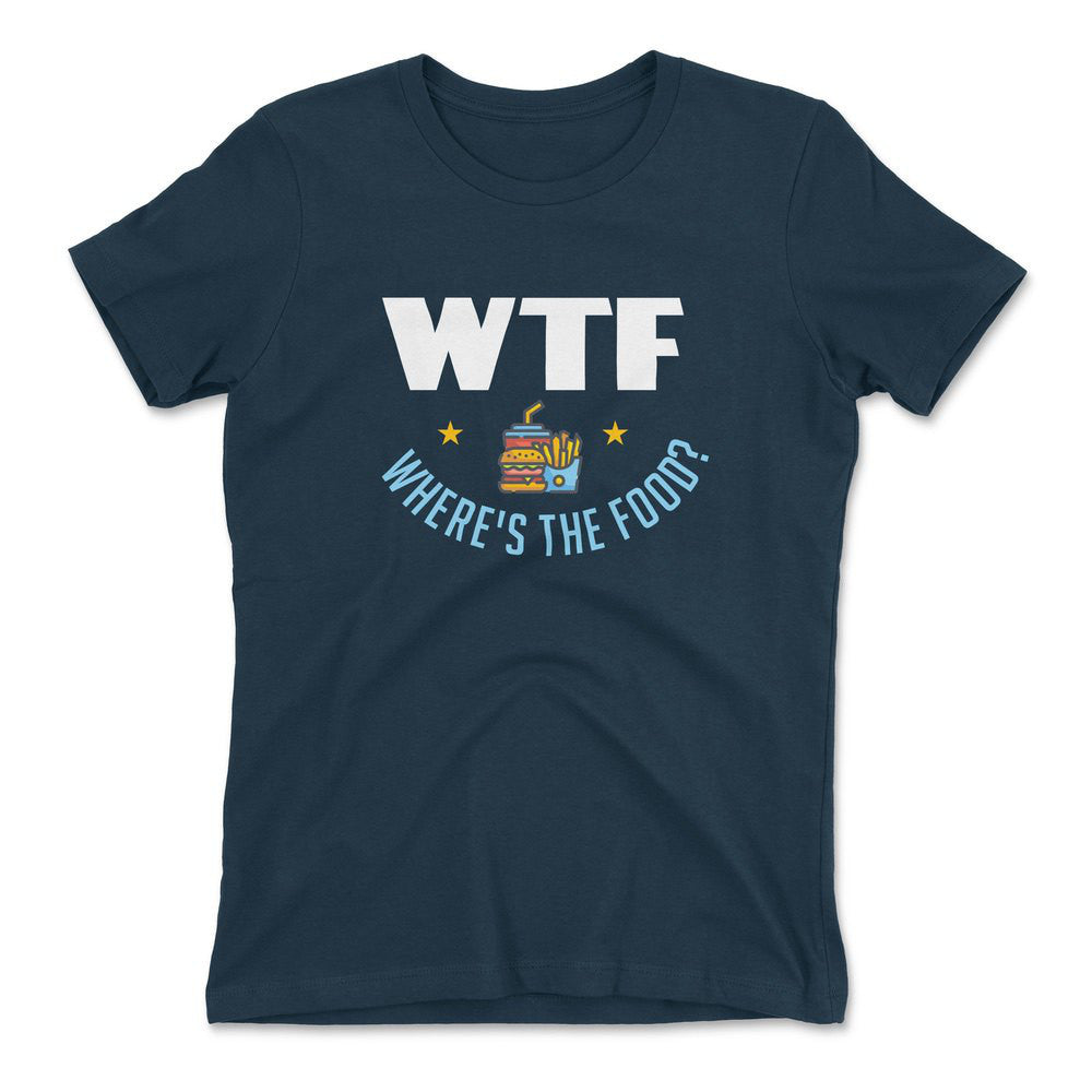 WTF - Where's The Food Womens T-Shirt in Midnight Navy color