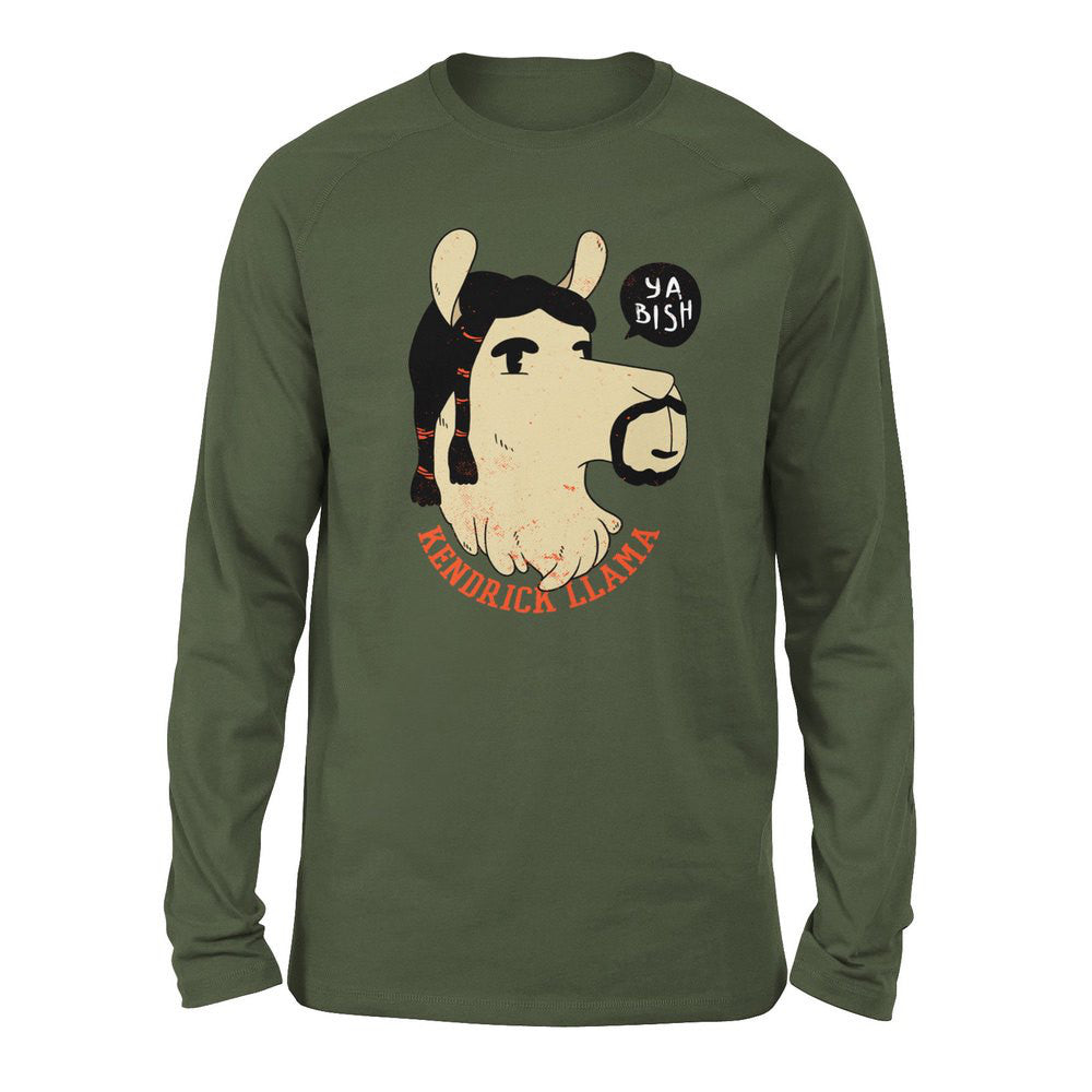 Kendrick Llama Men/Unisex Drop Shoulder Sweatshirt in Military Green color