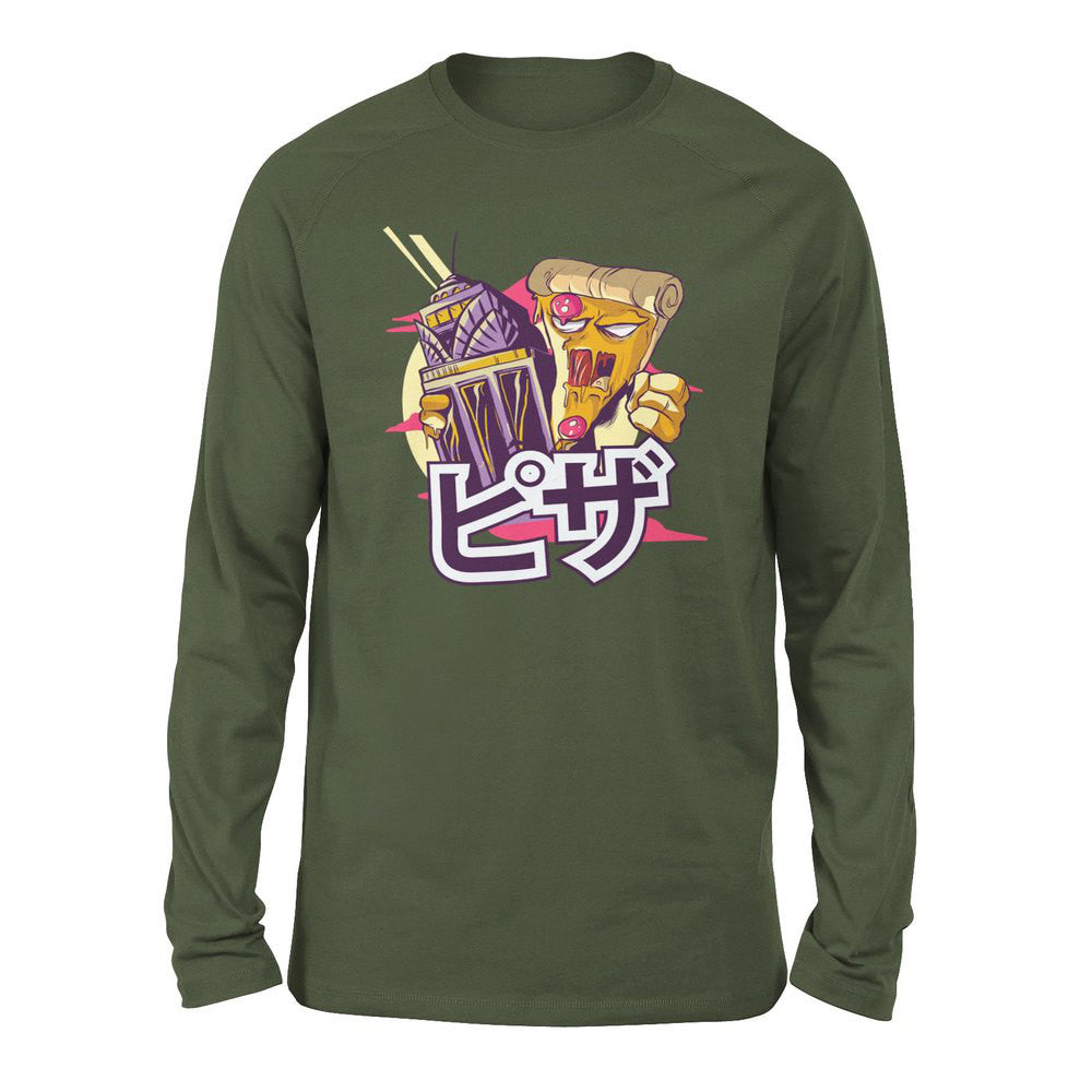 Pizza Kong Men/Unisex Drop Shoulder Sweatshirt in Military Green color