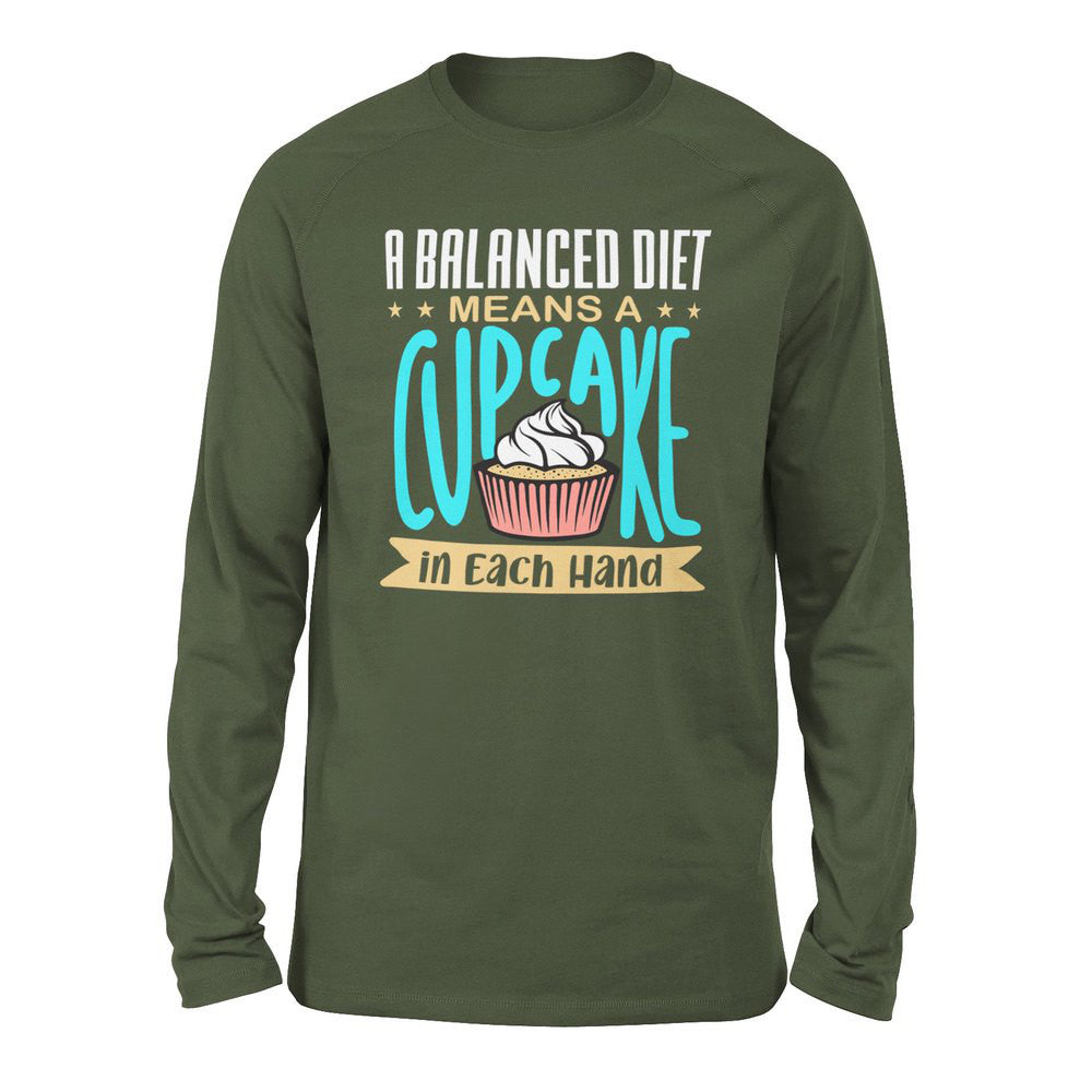 A Balanced Diet Means, A Cake In Each Hand Men/Unisex Drop Shoulder Sweatshirt in Military Green color