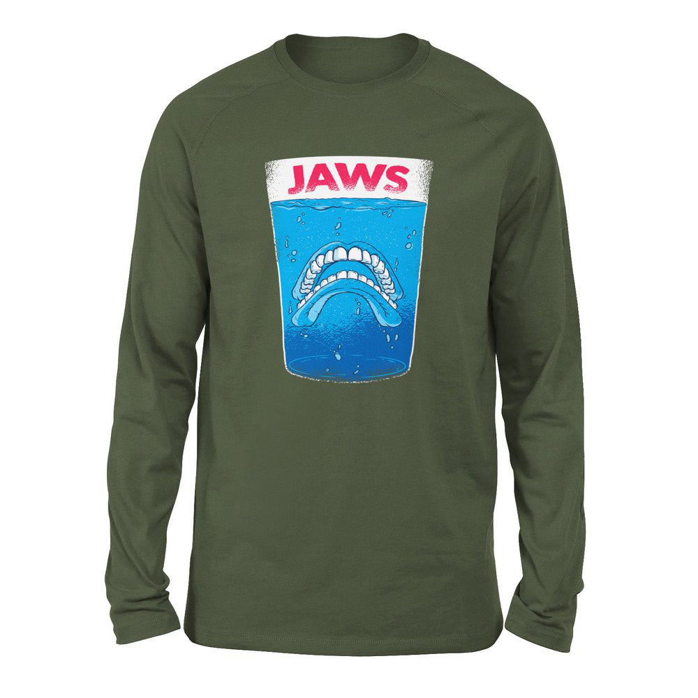 Jaws Teeth Men/Unisex Drop Shoulder Sweatshirt in Military Green color