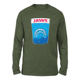Jaws Teeth Men/Unisex Drop Shoulder Sweatshirt in Military Green color