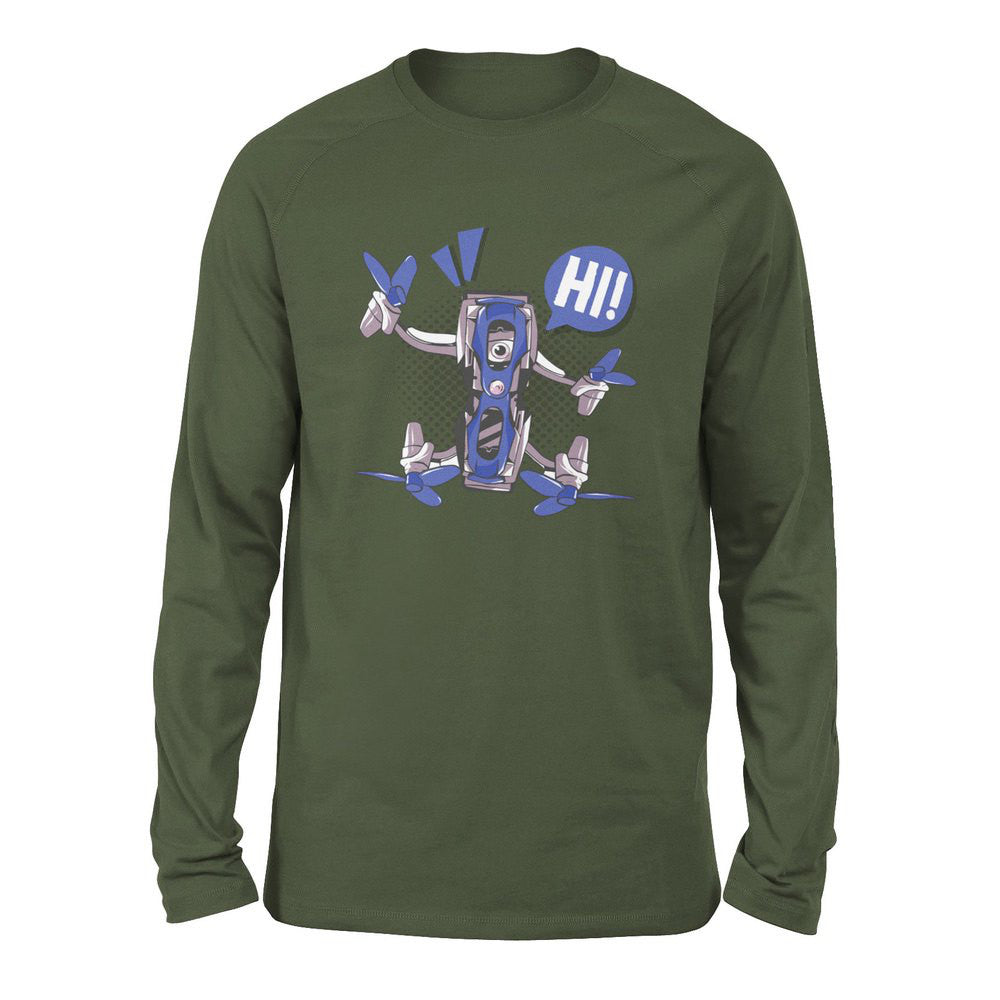 Quadcopter Robot Men/Unisex Drop Shoulder Sweatshirt in Military Green color
