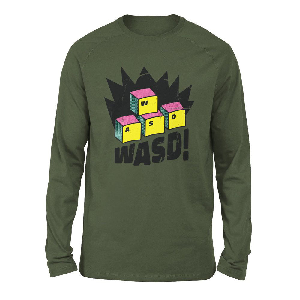 WASD Keyboard For Gamers Men/Unisex Drop Shoulder Sweatshirt in Military Green color